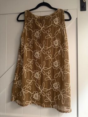 PrettyLittleThing Mustard A-Line Embroidered Floral Skirt